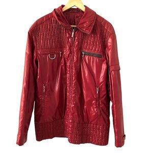 Nylsuisse Vintage Barbados Style Dark Red Quilted Zip Up Puffer Jacket Size 52
